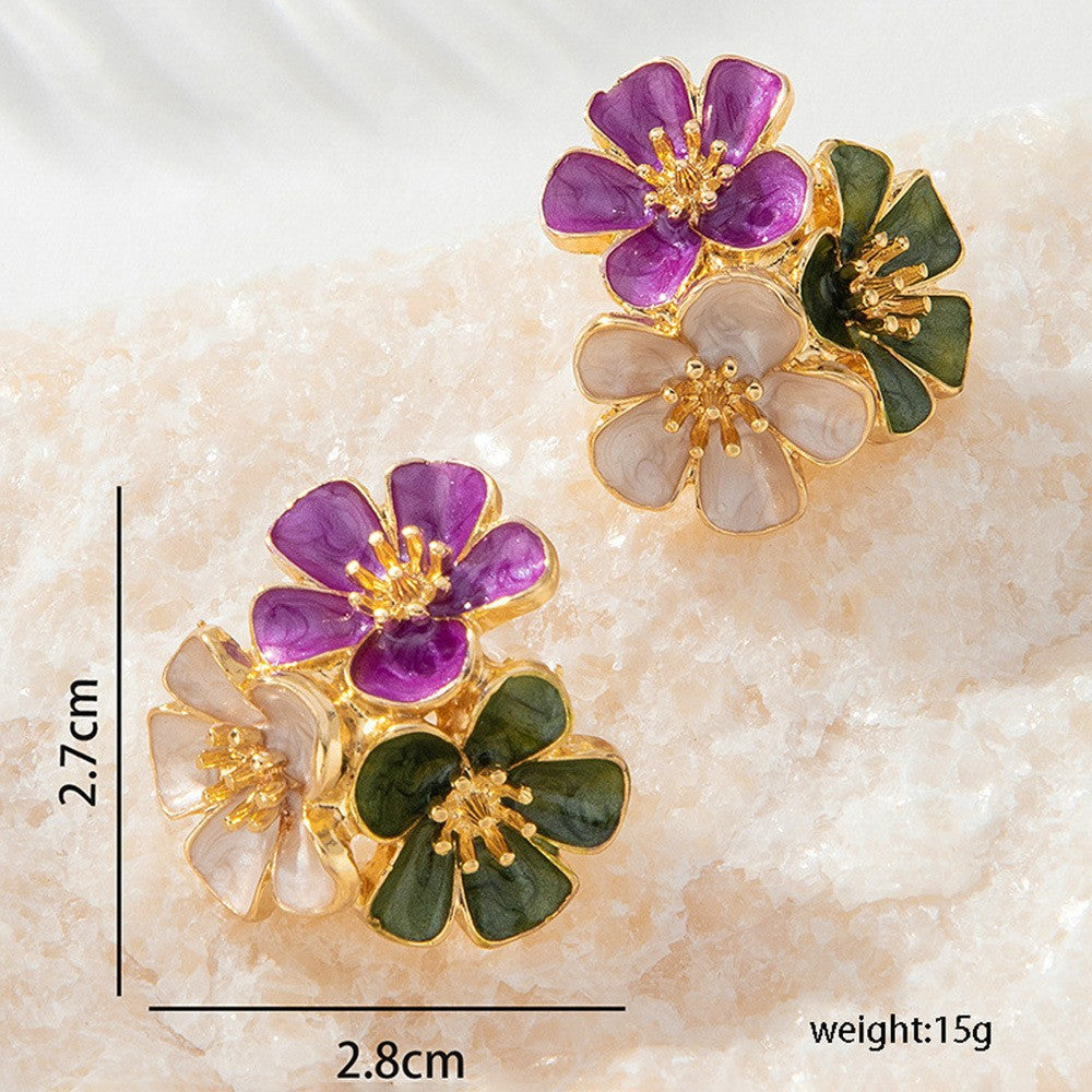 Women's Metal Glaze Flowers Fresh Vacation Style Rings