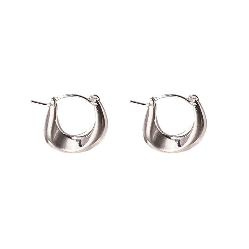 Women's Simple Ear Clip French Retro Metal Fashion Glossy Stud Earrings