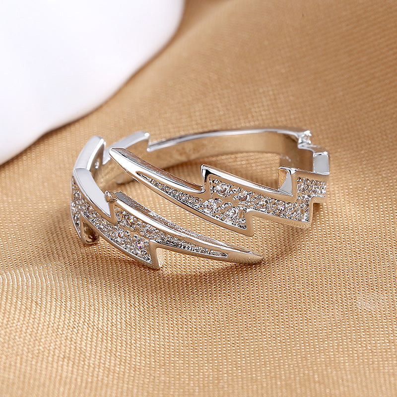 Creative Niche Irregular Lightning Open Female Rings