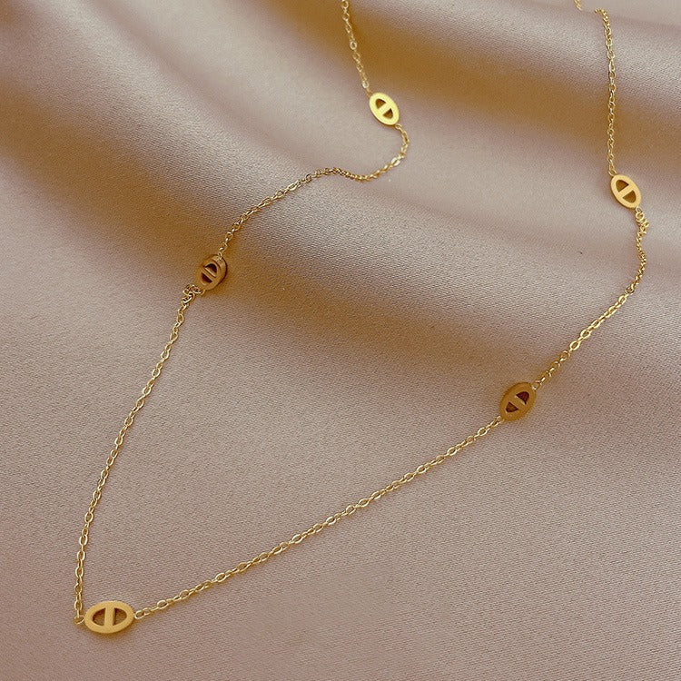 Perfect Ratio Pig Nose Titanium Steel Female Design Clavicle Chain Necklaces