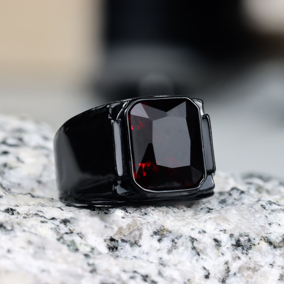 Men's Vintage Black Ruby Fashion Punk Hip Rings