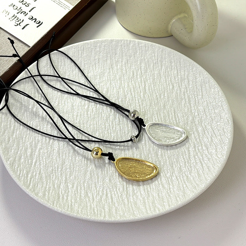 Simple Design Mori Alloy Leaf Stripe Necklaces