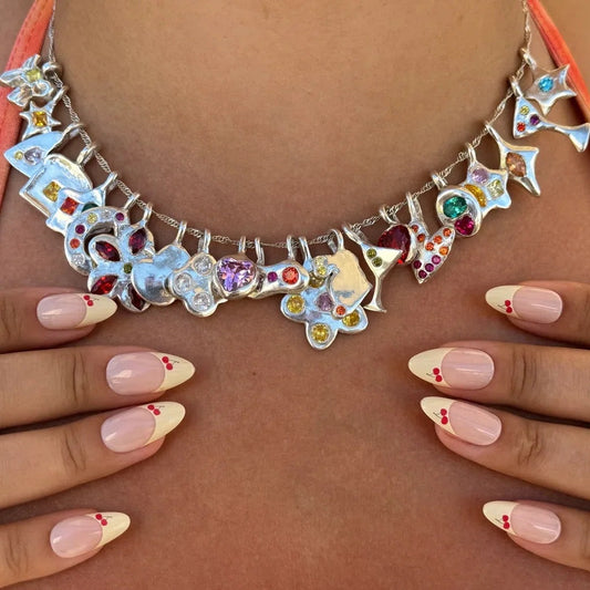 Stainless Steel Jeweled Furnace Vacuum Electroplating Necklaces