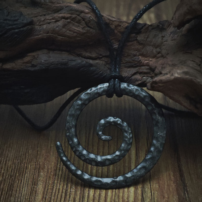 Vintage Spiral Symbol Amulet Norwegian Jewelry Male Pendants