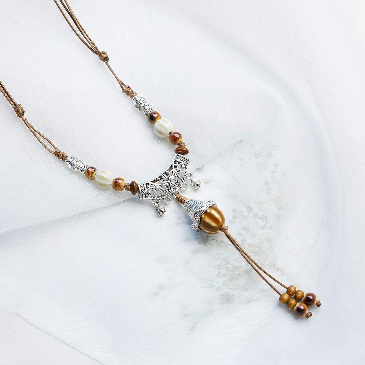 Style Personalized Trendy Ceramic Geometric Colorful Fish Long High-grade Necklace