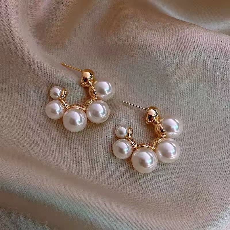 Vintage Shaped Large Pearl Niche Design Irregular Temperamental Rings