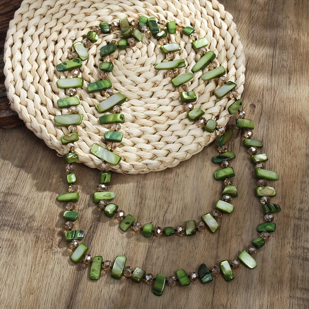 Long Beaded Shell Clothes Crystal Color Necklace