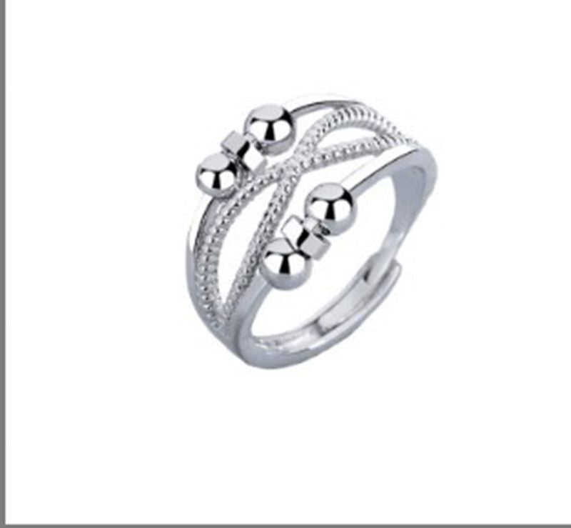 Women's Sier Anxiety Three-ring Smart Index Finger Rotating Ring