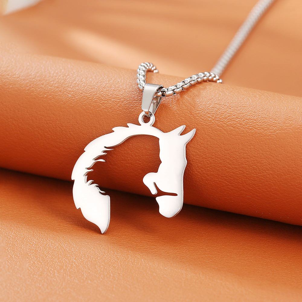 Steel Cross Love Couple Sweater Clavicle Necklace