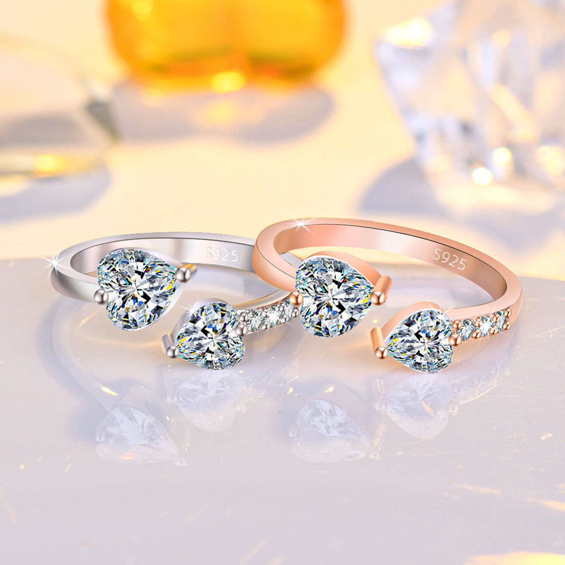 Women's Style Affordable Luxury Fashion Loose Mouth Full Diamond Open Love Ring