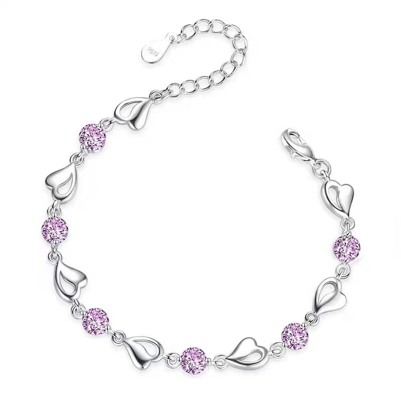 Diamond White Purple Female Design Light Luxury Ornament Bracelets