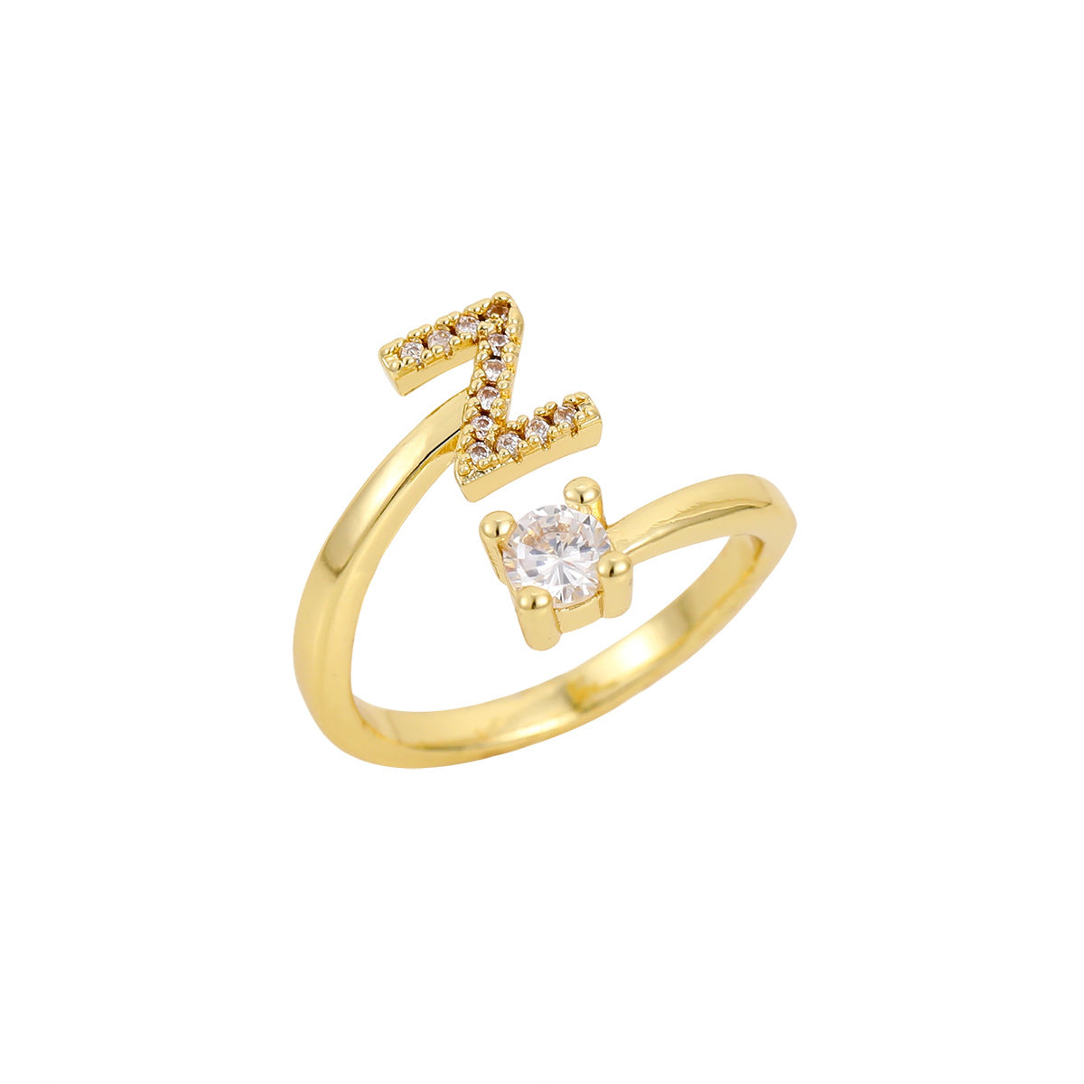 Gold Letter Open Male Female Personality Rings