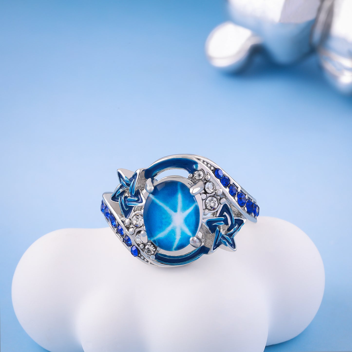 Women's Fashion Imitation Natural Sapphire Simple Blue Rings
