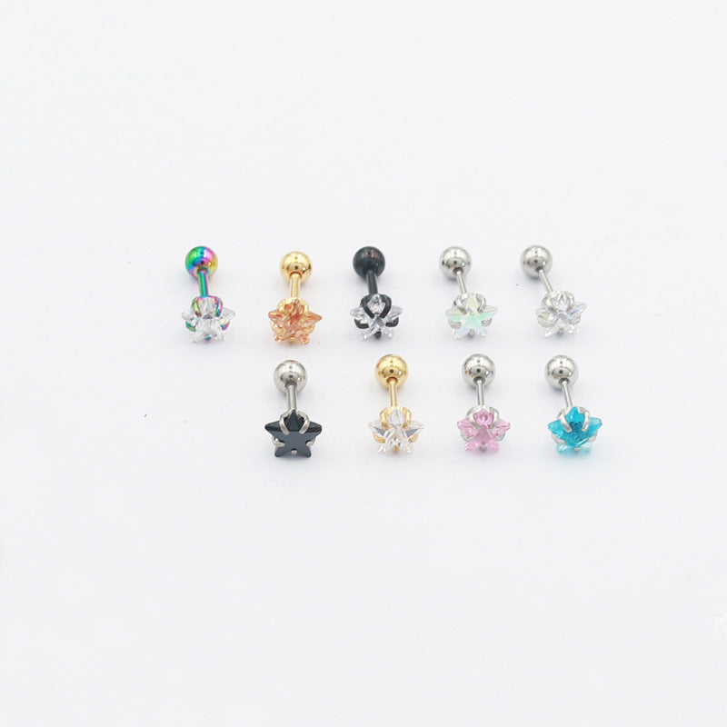 Women's Pentagram Simple Small Ears Ear Bone Rings