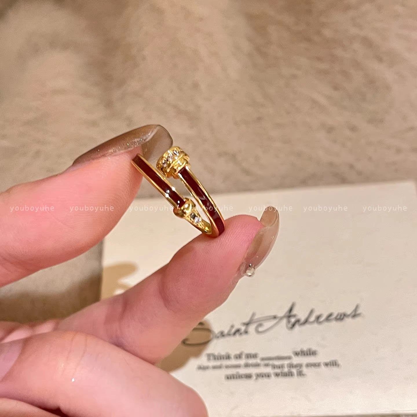 Women's Golden Pony Light Luxury High-grade Sense Twin Index Finger Ring