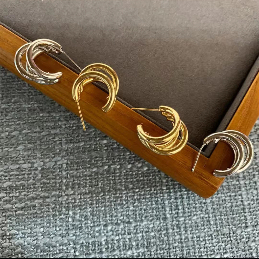 Elegant Queen Metal Geometry Sier Needle High Quality Rings