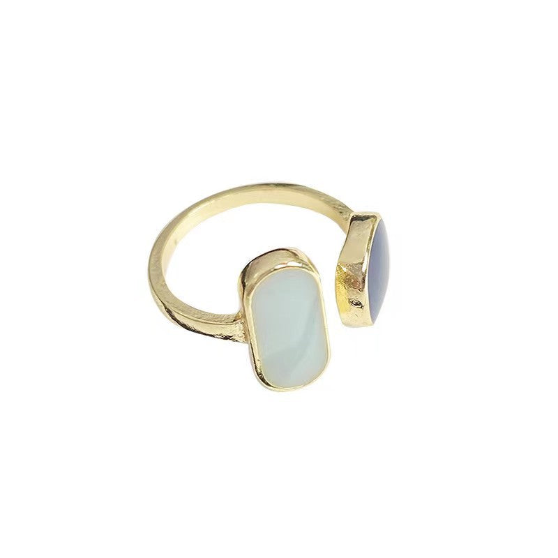 Elegant Blue Drop Oil Open Korean Style Simple Female Rings