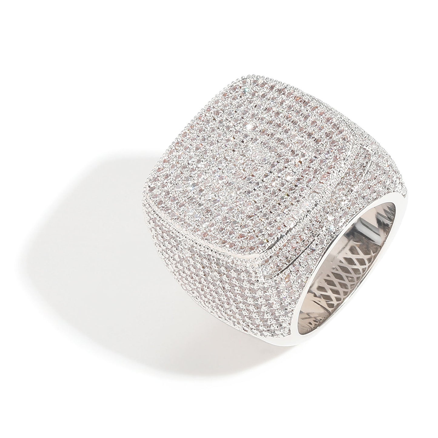 Men's Full Diamond Square Exaggerated Micro Inlaid Rings