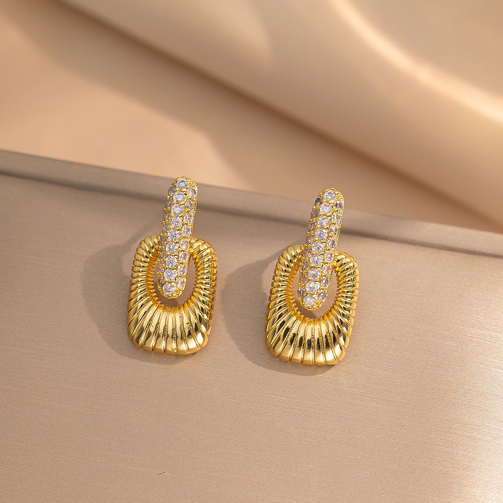 Simple Classic All Match Fashion Zircon Earrings