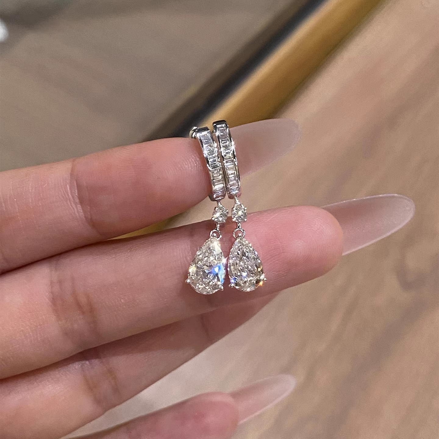 Flash Water Drop Tassel Light Luxury Exquisite Rings