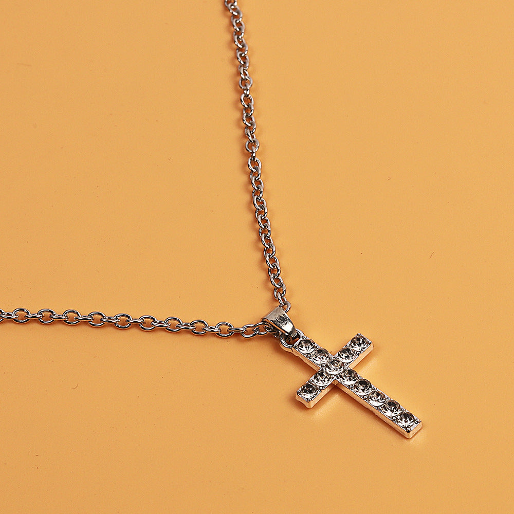 Fashion Personality Cross Diamond Snake Bones Necklace