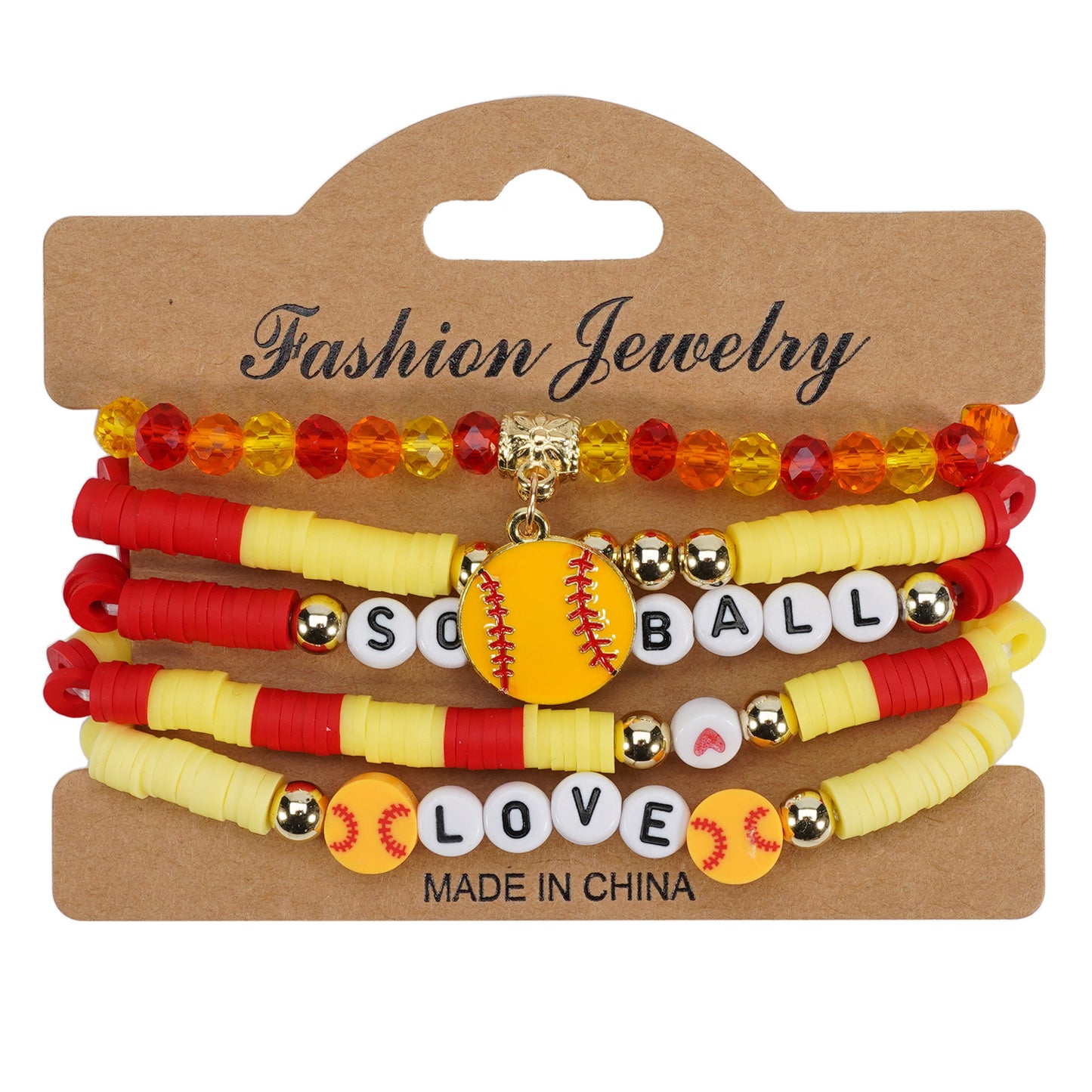 Softball Match Day Sports Beaded Stretch Bracelet