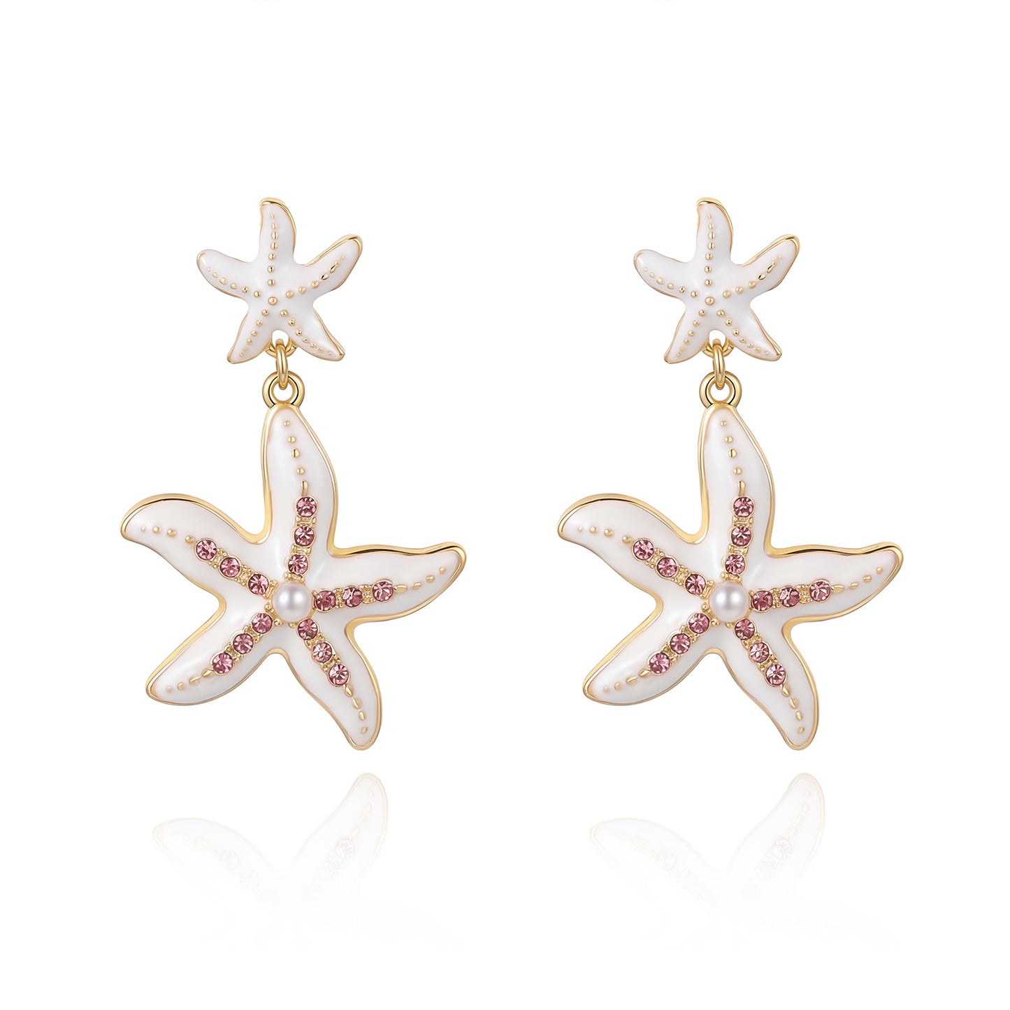 Vacation Style Colorful Enamel Starfish Shell Earrings