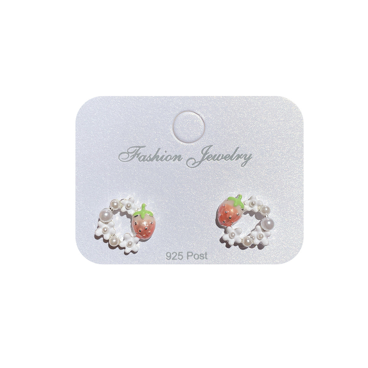 Sweet Dripping Strawberry Sier Needle Cute Heart Rings