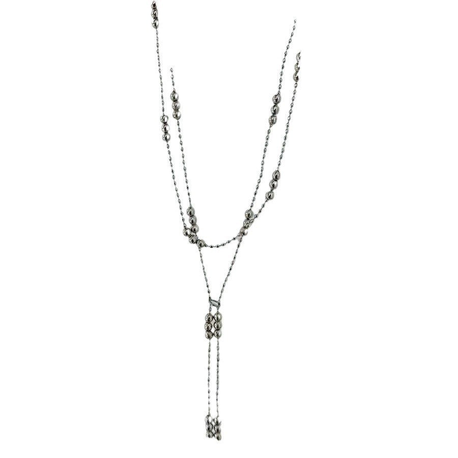 Beads Tassel Double Layer Spacer Twin Fine Advanced Necklace