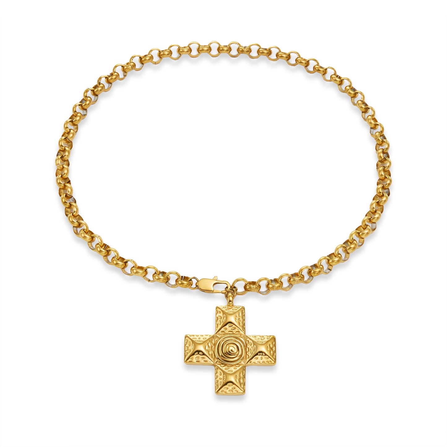 Exaggerated Personalized Gold-plated Titanium Steel Cross Water Spin Necklace