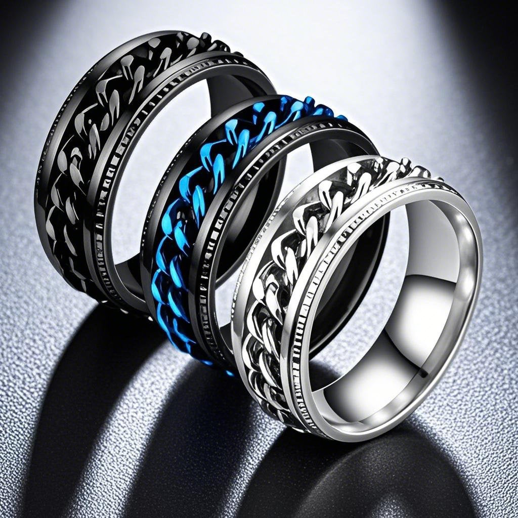 Men's Stainless Steel Fashionable Rotating Decompression Titanium Niche Ring