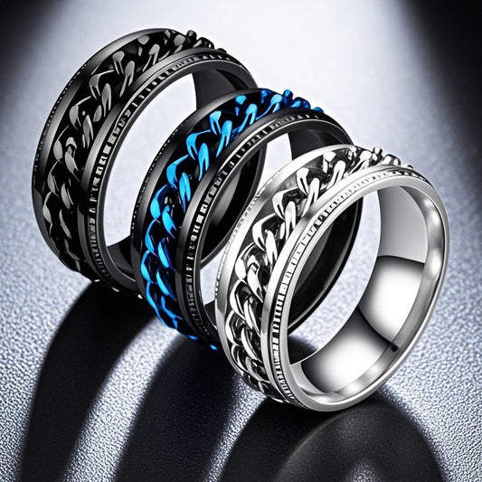Men's Stainless Steel Fashionable Rotating Decompression Titanium Niche Ring
