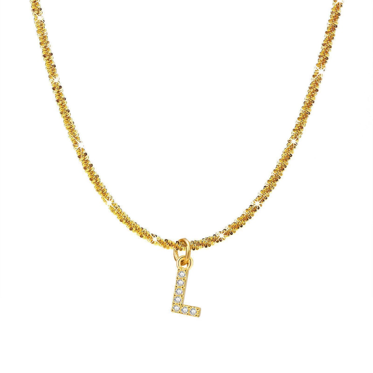 Steel Sparkling Female Inlaid Zirconium English Letters Clavicle Chain High Necklace