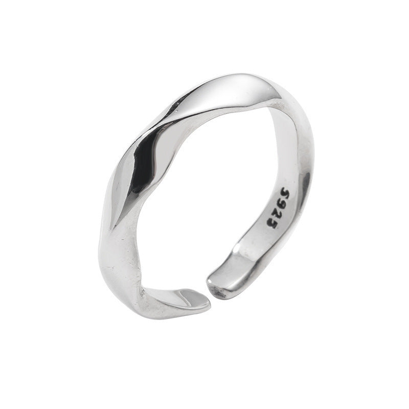 Mobius Strip Wave Twisted Open Korean Ring