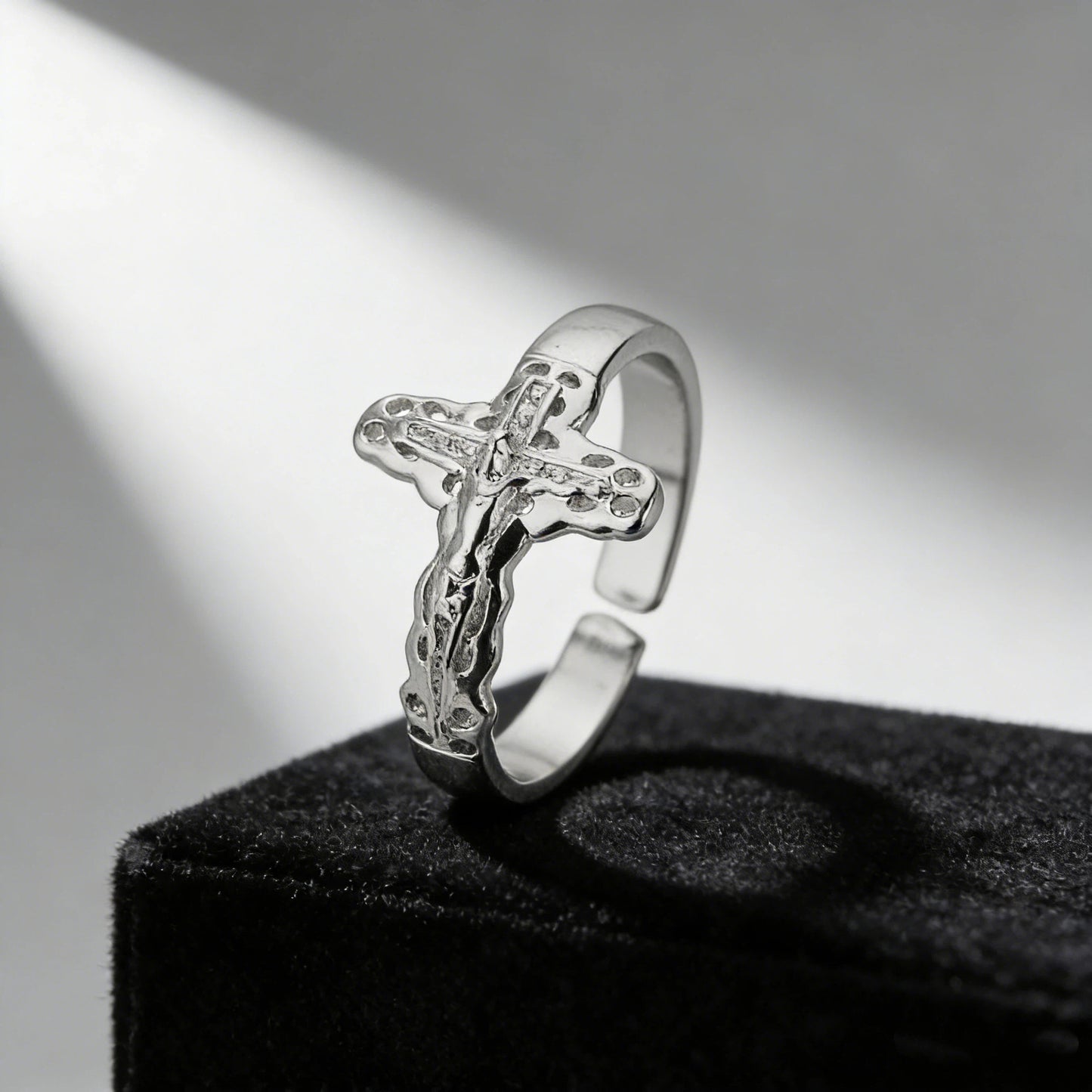 Cross Stainless Steel Female Unisex Crucified Ring