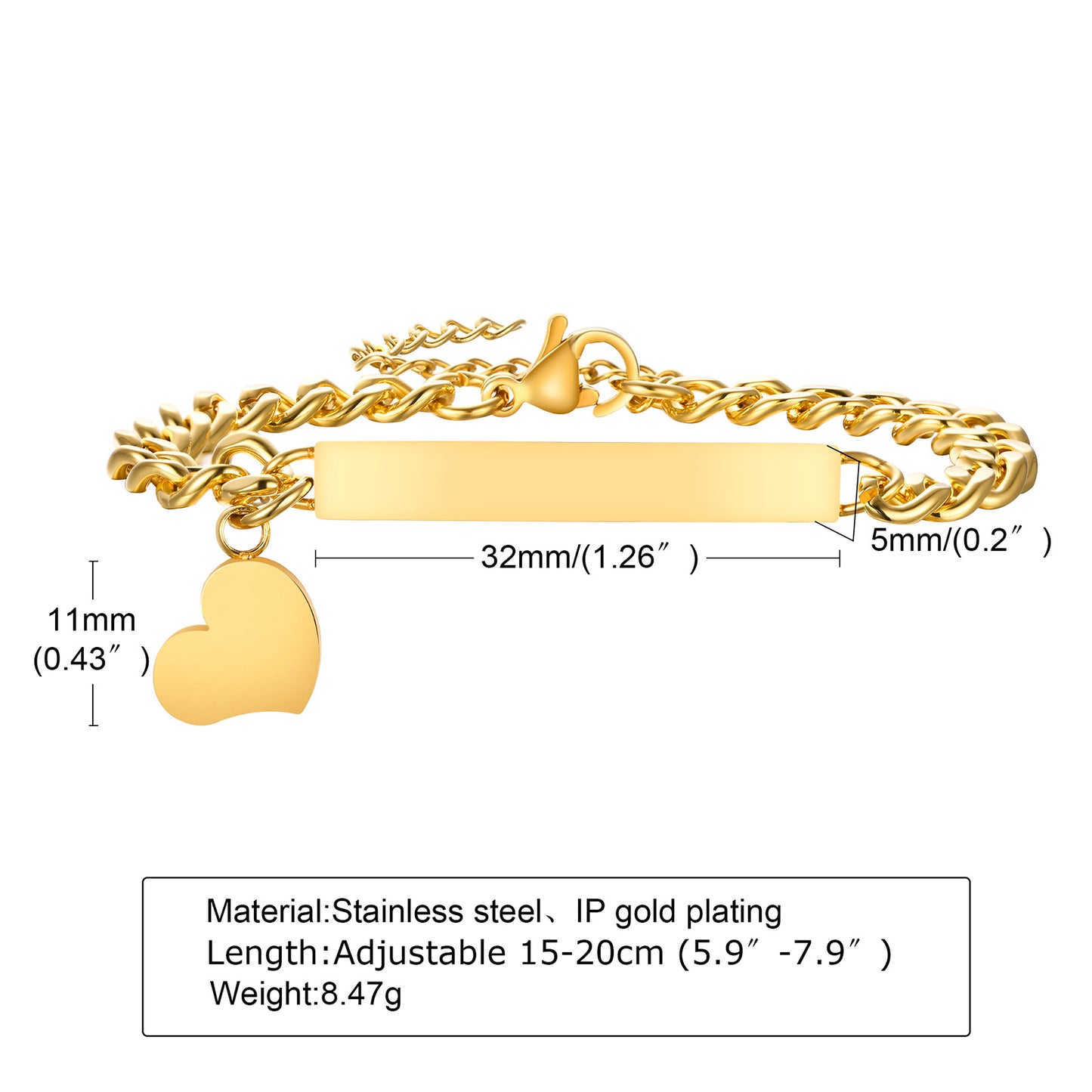 Women's & Children's Steel Curved Brace Lace Twist Chain Gold Bracelets