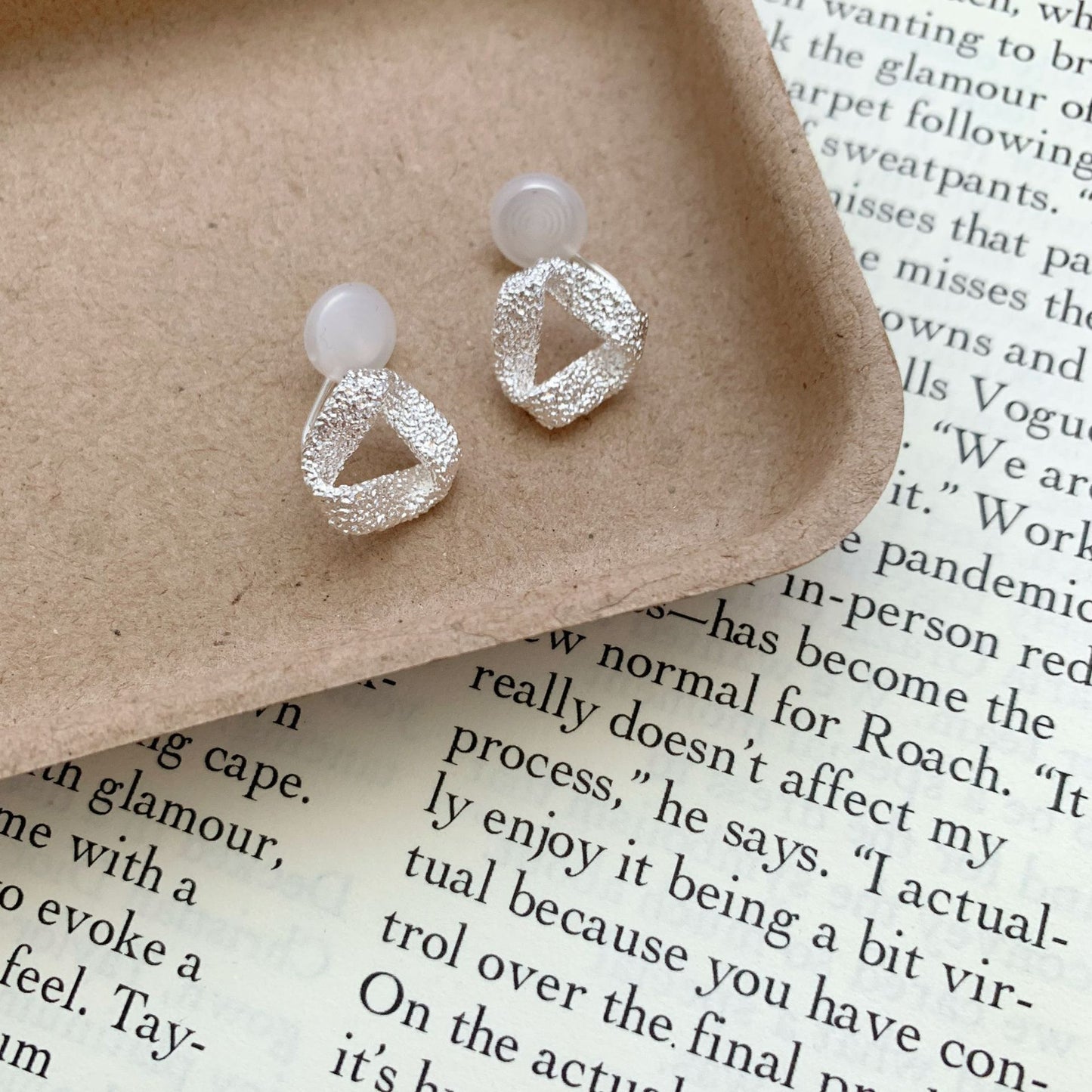 Simple Hollow Geometry Triangle Sier High Stud Earrings
