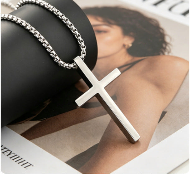Men's Personalized Titanium Steel Fashion Hip Hop Cross Long Necklace