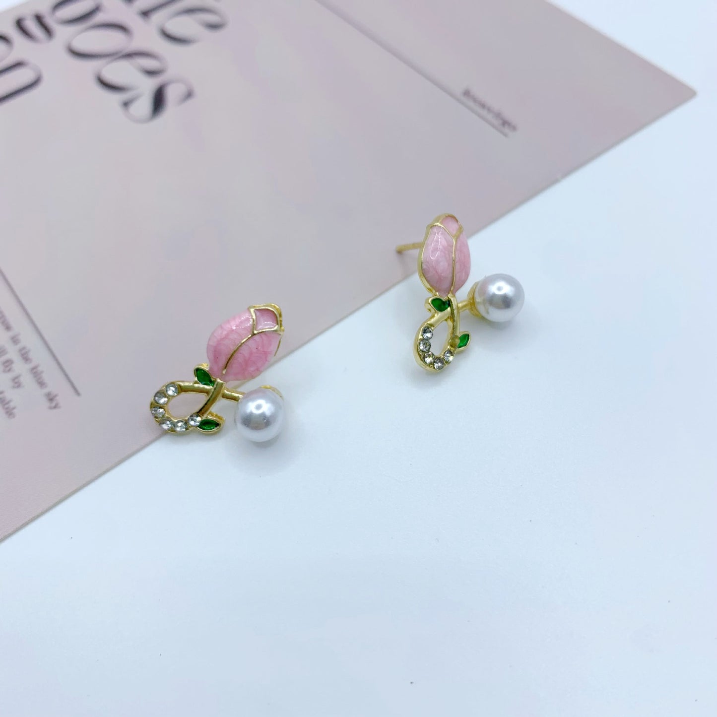 Flower Sweet Tulip Fresh Pure Design Cute Pearl Rings