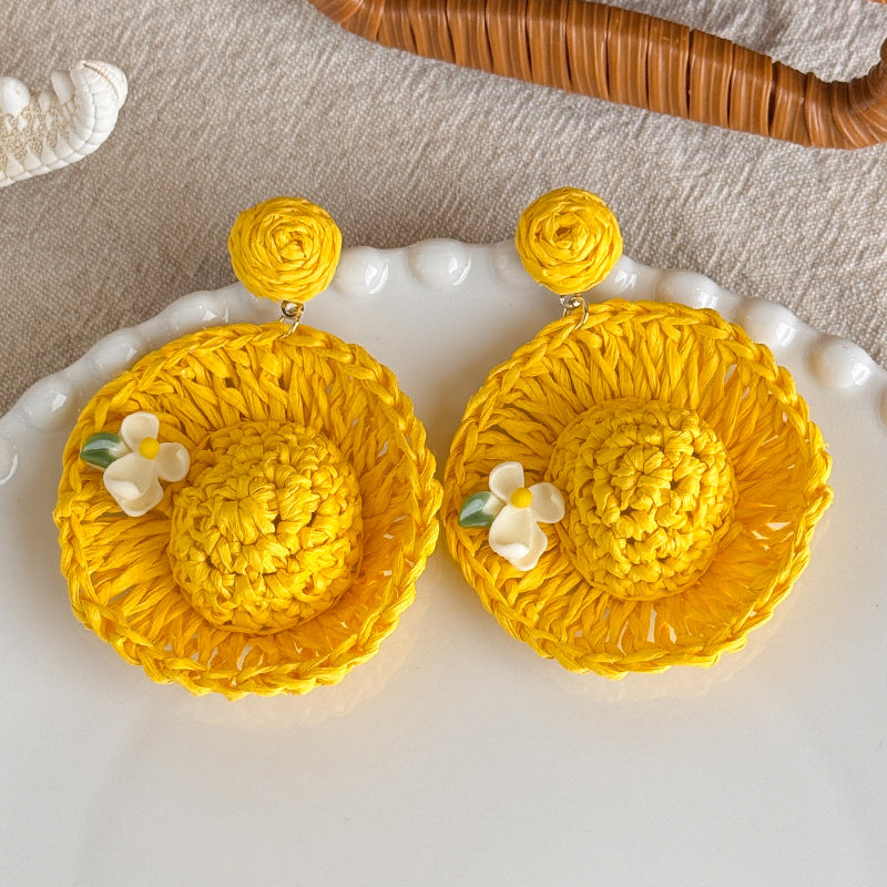 Vacation Style Yellow Series French Retro Graphy Earrings