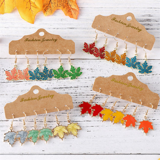 Maple Leaf Design Creative Leaves Dripping Earrings