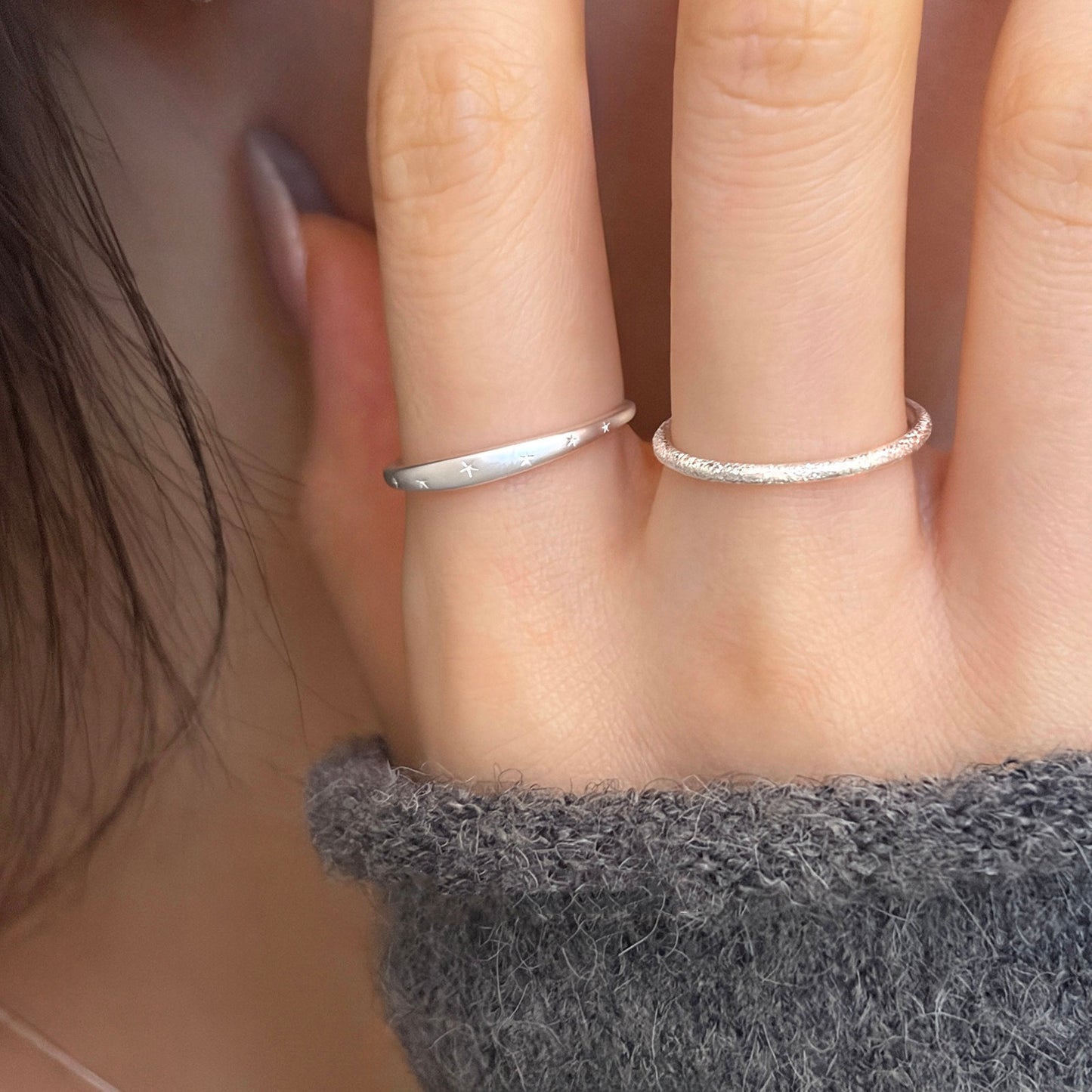 Frosted Shining Exquisite Twin Style Design Ring