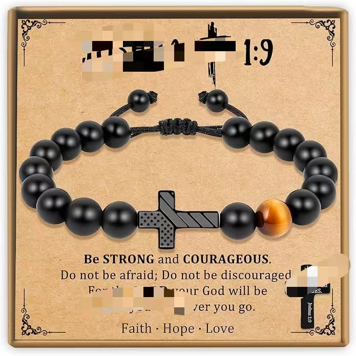 Popular Black Frosted Easter Woven Cross Bracelets