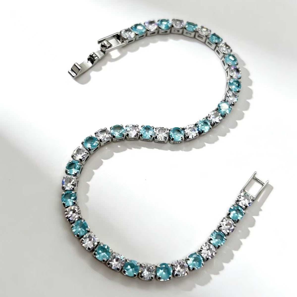 Contrast Color Full Diamond Tennis Fashion Personalized Minority Exquisite Temperament Bracelet