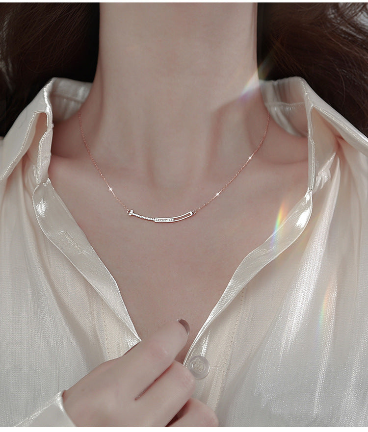 Women's Luxury High-grade Smiley Face Diamond Inlaid Clavicle Chain Necklaces