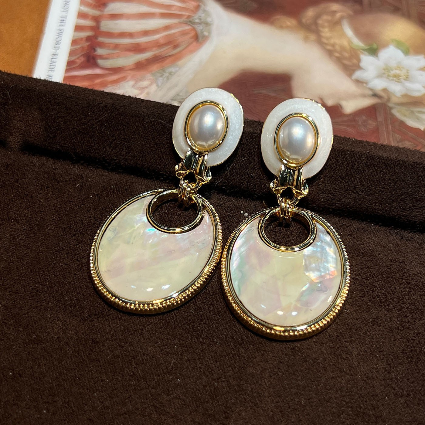Women's Abalone Shell Series Gold Plated Environmental Protection Fashion French High-grade Earrings