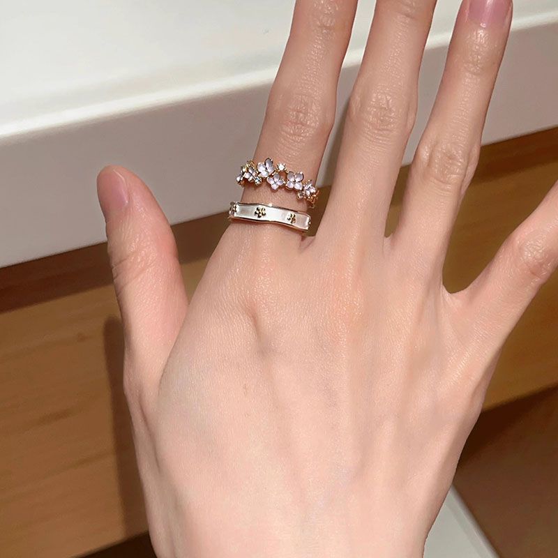 Drip Glazed Butterfly Flower Female Design Fashion High Sense Ring