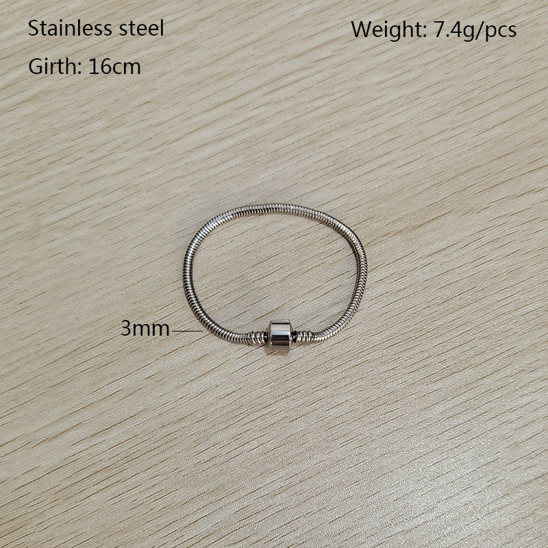 Women's & Men's Metal Stainless Steel Waterproof Colorfast Snake Bone Wear Chain Pan Bracelet