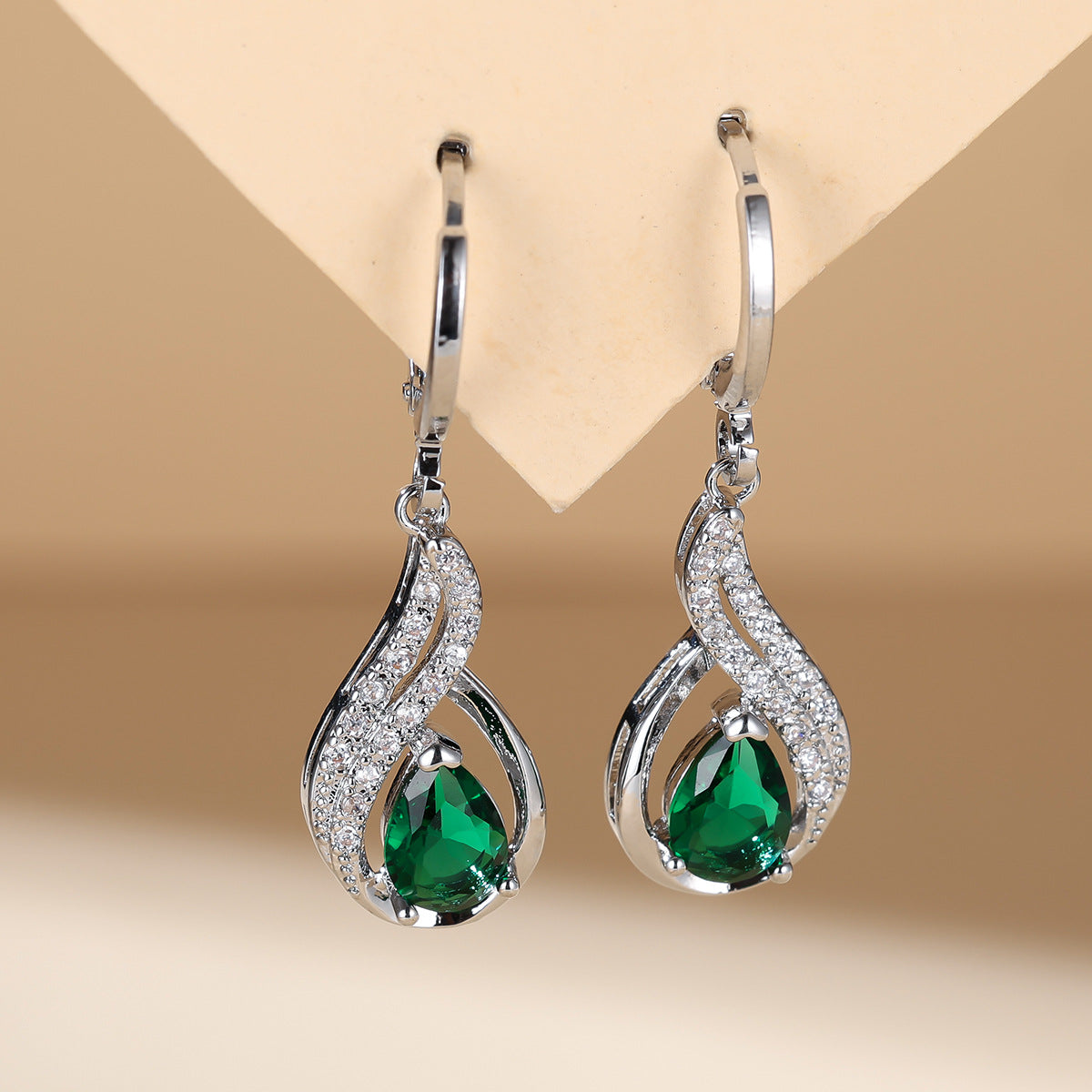 Stylish Water Drop Zircon Lady Temperament Earrings