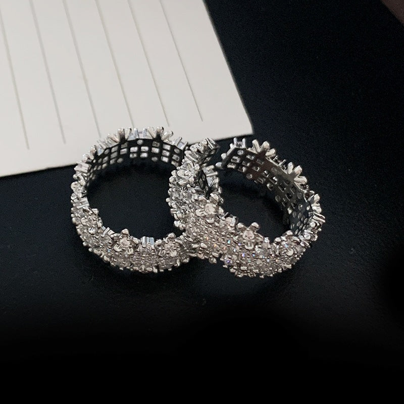 Diamond Super Flash Zircon Open Design Sense Niche High Class Ring